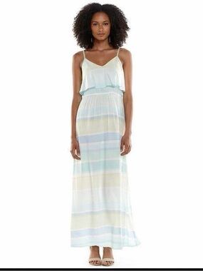 Lauren Conrad Pastel Blue Tiered Racerback Maxi Dress Size Small NWT